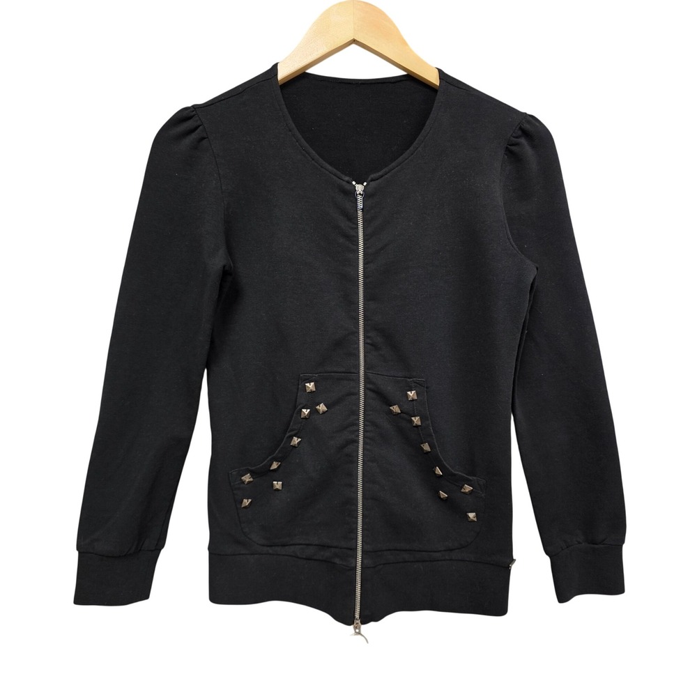 John Galliano Full Zip Sweatshirt Women S Black Studded Dior Designer Italian